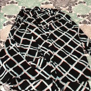 Black with white, pink, and blue stripes Tunic